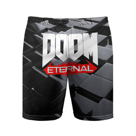 Мужские шорты 3D спортивные с принтом Doom Blocks в Санкт-Петербурге,  |  | cacodemon | doom | eternal | вечность | вечный | дум | итёрнал | какодемон | этернал