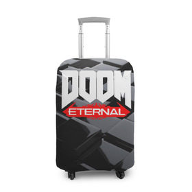 Чехол для чемодана 3D с принтом Doom Blocks в Санкт-Петербурге, 86% полиэфир, 14% спандекс | двустороннее нанесение принта, прорези для ручек и колес | cacodemon | doom | eternal | вечность | вечный | дум | итёрнал | какодемон | этернал