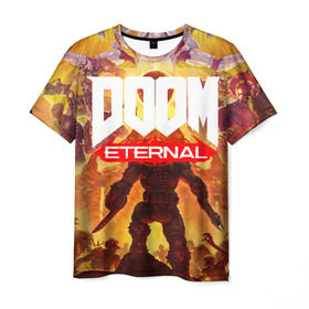 Мужская футболка 3D с принтом Doom Eternal в Санкт-Петербурге, 100% полиэфир | прямой крой, круглый вырез горловины, длина до линии бедер | cacodemon | doom | eternal | вечность | вечный | дум | итёрнал | какодемон | этернал
