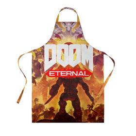 Фартук 3D с принтом Doom Eternal в Санкт-Петербурге, 100% полиэстер | общий размер — 65 х 85 см, ширина нагрудника — 26 см, горловина — 53 см, длина завязок — 54 см, общий обхват в поясе — 173 см. Принт на завязках и на горловине наносится с двух сторон, на основной части фартука — только с внешней стороны | cacodemon | doom | eternal | вечность | вечный | дум | итёрнал | какодемон | этернал