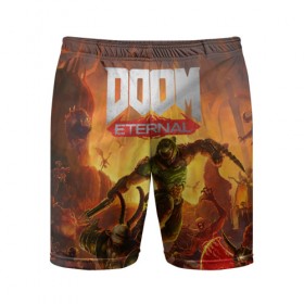 Мужские шорты 3D спортивные с принтом Doom в Санкт-Петербурге,  |  | cacodemon | doom | eternal | вечность | вечный | дум | итёрнал | какодемон | этернал