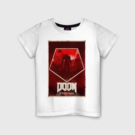 Детская футболка хлопок с принтом Doom в Санкт-Петербурге, 100% хлопок | круглый вырез горловины, полуприлегающий силуэт, длина до линии бедер | cacodemon | doom | eternal | вечность | вечный | дум | итёрнал | какодемон | этернал