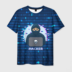 Мужская футболка 3D с принтом Хакер в Санкт-Петербурге, 100% полиэфир | прямой крой, круглый вырез горловины, длина до линии бедер | hacker | hacknet | взлом | виртуальность | кибер | киберпанк | программист | хакер