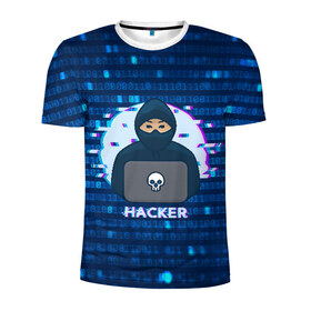Мужская футболка 3D спортивная с принтом Хакер в Санкт-Петербурге, 100% полиэстер с улучшенными характеристиками | приталенный силуэт, круглая горловина, широкие плечи, сужается к линии бедра | Тематика изображения на принте: hacker | hacknet | взлом | виртуальность | кибер | киберпанк | программист | хакер