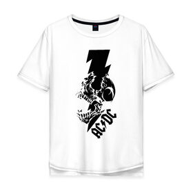 Мужская футболка хлопок Oversize с принтом AC/DC HIGH VOLTAGE в Санкт-Петербурге, 100% хлопок | свободный крой, круглый ворот, “спинка” длиннее передней части | ac dc | acdc | high voltage | music | rock | skull | группа | молния | музыка | музыканты | рок | череп