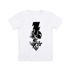 Детская футболка хлопок с принтом AC/DC HIGH VOLTAGE в Санкт-Петербурге, 100% хлопок | круглый вырез горловины, полуприлегающий силуэт, длина до линии бедер | ac dc | acdc | high voltage | music | rock | skull | группа | молния | музыка | музыканты | рок | череп