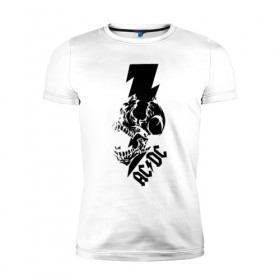 Мужская футболка премиум с принтом AC/DC HIGH VOLTAGE в Санкт-Петербурге, 92% хлопок, 8% лайкра | приталенный силуэт, круглый вырез ворота, длина до линии бедра, короткий рукав | ac dc | acdc | high voltage | music | rock | skull | группа | молния | музыка | музыканты | рок | череп