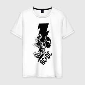 Мужская футболка хлопок с принтом AC/DC HIGH VOLTAGE в Санкт-Петербурге, 100% хлопок | прямой крой, круглый вырез горловины, длина до линии бедер, слегка спущенное плечо. | ac dc | acdc | high voltage | music | rock | skull | группа | молния | музыка | музыканты | рок | череп
