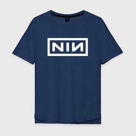 Мужская футболка хлопок Oversize с принтом NIN в Санкт-Петербурге, 100% хлопок | свободный крой, круглый ворот, “спинка” длиннее передней части | music | nin | nine inch nails | rock | группа | музыка | музыканты | нин | рок