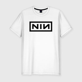 Мужская футболка премиум с принтом NIN в Санкт-Петербурге, 92% хлопок, 8% лайкра | приталенный силуэт, круглый вырез ворота, длина до линии бедра, короткий рукав | Тематика изображения на принте: music | nin | nine inch nails | rock | группа | музыка | музыканты | нин | рок