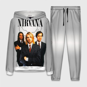 Женский костюм 3D (с толстовкой) с принтом Nirvana в Санкт-Петербурге,  |  | 90 | alternative | crimson | david grohl | foo fighters | grunge | kurt cobain | music | nirvana | rip | rock | smile | гранж | группа | девяностые | курт кобейн | музыка | нирвана | рок