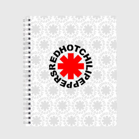 Тетрадь с принтом RED HOT CHILI PEPPERS в Санкт-Петербурге, 100% бумага | 48 листов, плотность листов — 60 г/м2, плотность картонной обложки — 250 г/м2. Листы скреплены сбоку удобной пружинной спиралью. Уголки страниц и обложки скругленные. Цвет линий — светло-серый
 | Тематика изображения на принте: red hot chili peppers | rhcp | рхчп