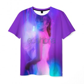 Мужская футболка 3D с принтом сериал Euphoria в Санкт-Петербурге, 100% полиэфир | прямой крой, круглый вырез горловины, длина до линии бедер | zendaya | зендея | ру беннетт | сериал euphoria | эйфория