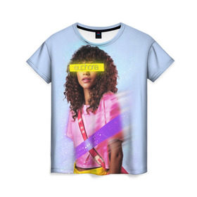 Женская футболка 3D с принтом сериал Euphoria в Санкт-Петербурге, 100% полиэфир ( синтетическое хлопкоподобное полотно) | прямой крой, круглый вырез горловины, длина до линии бедер | zendaya | зендея | ру беннетт | сериал euphoria | эйфория