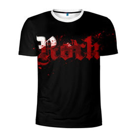 Мужская футболка 3D спортивная с принтом rock blood в Санкт-Петербурге, 100% полиэстер с улучшенными характеристиками | приталенный силуэт, круглая горловина, широкие плечи, сужается к линии бедра | rock blood | кровавый рок