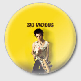 Значок с принтом Sid Vicious в Санкт-Петербурге,  металл | круглая форма, металлическая застежка в виде булавки | england | music | my way | no future | sid and nancy | sid vicious | trash | музыка | панк | рок | сид вишес | сид и ненси