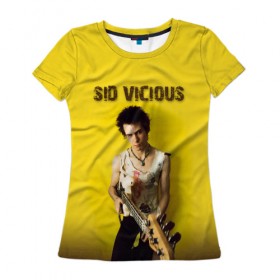 Женская футболка 3D с принтом Sid Vicious в Санкт-Петербурге, 100% полиэфир ( синтетическое хлопкоподобное полотно) | прямой крой, круглый вырез горловины, длина до линии бедер | england | music | my way | no future | sid and nancy | sid vicious | trash | музыка | панк | рок | сид вишес | сид и ненси