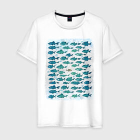 Мужская футболка хлопок с принтом Меланхолично-скептичные рыбы в Санкт-Петербурге, 100% хлопок | прямой крой, круглый вырез горловины, длина до линии бедер, слегка спущенное плечо. | bird born | арт | иллюстрация | ирония | мы | общество | подозревака | противостояние | рыбы | сопротивление | социум | юмор | я