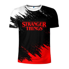 Мужская футболка 3D спортивная с принтом STRANGER THINGS в Санкт-Петербурге, 100% полиэстер с улучшенными характеристиками | приталенный силуэт, круглая горловина, широкие плечи, сужается к линии бедра | 11 | stranger things | одди | одиннадцатая | очень странные дела | сериалы