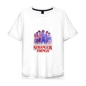 Мужская футболка хлопок Oversize с принтом STRANGER THINGS в Санкт-Петербурге, 100% хлопок | свободный крой, круглый ворот, “спинка” длиннее передней части | stranger things | очень странные дела