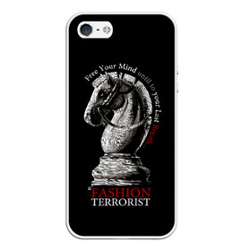 Чехол для iPhone 5/5S матовый с принтом A Fashion Terrorist в Санкт-Петербурге, Силикон | Область печати: задняя сторона чехла, без боковых панелей | black | chess | cool | figure | horse | red | slogan | style | white | белый | конь | красный | лошадь | прикольный | слоган | стиль | фигура | черный | шахматы