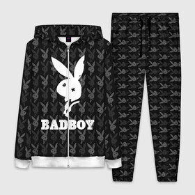 Женский костюм 3D с принтом Bad boy в Санкт-Петербурге,  |  | bad boy | bite | bow tie | broken | cool | ear | fighter | logo | man | playboy | rabbit | sign | symbol | white | белый | битый | боец | галстук бабочка | знак | кролик | логотип | любовь | мальчик | мужчина | откушенное | прикольный | сим