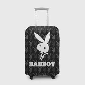 Чехол для чемодана 3D с принтом Bad boy в Санкт-Петербурге, 86% полиэфир, 14% спандекс | двустороннее нанесение принта, прорези для ручек и колес | bad boy | bite | bow tie | broken | cool | ear | fighter | logo | man | playboy | rabbit | sign | symbol | white | белый | битый | боец | галстук бабочка | знак | кролик | логотип | любовь | мальчик | мужчина | откушенное | прикольный | сим