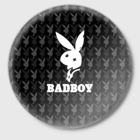 Значок с принтом Bad boy в Санкт-Петербурге,  металл | круглая форма, металлическая застежка в виде булавки | Тематика изображения на принте: bad boy | bite | bow tie | broken | cool | ear | fighter | logo | man | playboy | rabbit | sign | symbol | white | белый | битый | боец | галстук бабочка | знак | кролик | логотип | любовь | мальчик | мужчина | откушенное | прикольный | сим