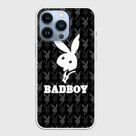 Чехол для iPhone 13 Pro с принтом Bad boy в Санкт-Петербурге,  |  | Тематика изображения на принте: bad boy | bite | bow tie | broken | cool | ear | fighter | logo | man | playboy | rabbit | sign | symbol | white | белый | битый | боец | галстук бабочка | знак | кролик | логотип | любовь | мальчик | мужчина | откушенное | прикольный | сим