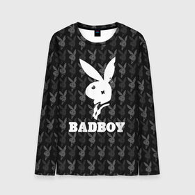 Мужской лонгслив 3D с принтом Bad boy в Санкт-Петербурге, 100% полиэстер | длинные рукава, круглый вырез горловины, полуприлегающий силуэт | bad boy | bite | bow tie | broken | cool | ear | fighter | logo | man | playboy | rabbit | sign | symbol | white | белый | битый | боец | галстук бабочка | знак | кролик | логотип | любовь | мальчик | мужчина | откушенное | прикольный | сим