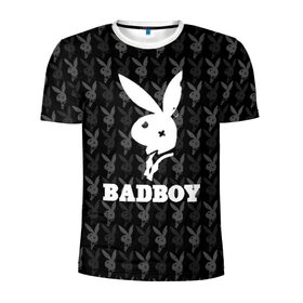 Мужская футболка 3D спортивная с принтом Bad boy в Санкт-Петербурге, 100% полиэстер с улучшенными характеристиками | приталенный силуэт, круглая горловина, широкие плечи, сужается к линии бедра | bad boy | bite | bow tie | broken | cool | ear | fighter | logo | man | playboy | rabbit | sign | symbol | white | белый | битый | боец | галстук бабочка | знак | кролик | логотип | любовь | мальчик | мужчина | откушенное | прикольный | сим
