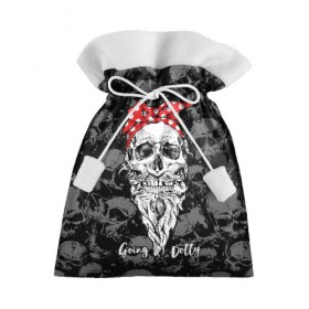 Подарочный 3D мешок с принтом Going dotty в Санкт-Петербурге, 100% полиэстер | Размер: 29*39 см | bandana | beard | black | cool | going dotty | red | skull | white | бандана | белый | борода | красный | прикольный | череп | черный