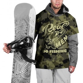 Накидка на куртку 3D с принтом Real men do fishing в Санкт-Петербурге, 100% полиэстер |  | bait | black | fish | fisherman | fishing | hook | man | white | белый | занимается | камуфляж | крючок | мужчина | наживка | настоящий | реальный | рыба | рыбак | рыбалка | черный