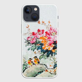 Чехол для iPhone 13 mini с принтом Японские цветы в Санкт-Петербурге,  |  | japan | japanese | искусство | картина | цветы | япония | японская гравюра | японская картина