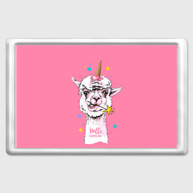 Магнит 45*70 с принтом Hello llamacorn  в Санкт-Петербурге, Пластик | Размер: 78*52 мм; Размер печати: 70*45 | alpaca | animal | carnival | cool | cup | head | horn | ice cream | llama | look | pink | slogan | star | unicorn | waffle | альпака | вафельный | взгляд | голова | единорог | животное | звезда | карнавал | лама | мороженое | привет | прикольный | р