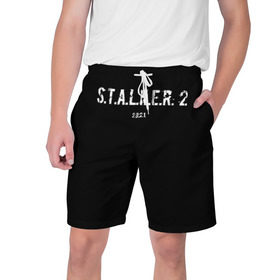 Мужские шорты 3D с принтом Сталкер 2 в Санкт-Петербурге,  полиэстер 100% | прямой крой, два кармана без застежек по бокам. Мягкая трикотажная резинка на поясе, внутри которой широкие завязки. Длина чуть выше колен | stalker 2 | сталкер 2