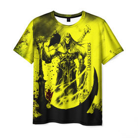 Мужская футболка 3D с принтом Darksiders в Санкт-Петербурге, 100% полиэфир | прямой крой, круглый вырез горловины, длина до линии бедер | 3d | action rpg | darksiders | апокалипсис | война | всадник | игра | компьютерная | монстры | секира | слешер