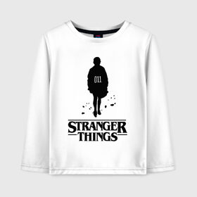 Детский лонгслив хлопок с принтом STRANGER THINGS в Санкт-Петербурге, 100% хлопок | круглый вырез горловины, полуприлегающий силуэт, длина до линии бедер | stranger 2 | stranger 3 | stranger things 3 | things 2 | things 3 | очень странные дела | очень странные дела 3. | очень странный дело