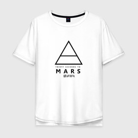 Мужская футболка хлопок Oversize с принтом 30 SECONDS TO MARS в Санкт-Петербурге, 100% хлопок | свободный крой, круглый ворот, “спинка” длиннее передней части | 30 seconds to mars | 30 секунд до марса | jared leto | thirty seconds to mars | джаред лето