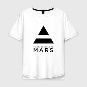 Мужская футболка хлопок Oversize с принтом 30 SECONDS TO MARS в Санкт-Петербурге, 100% хлопок | свободный крой, круглый ворот, “спинка” длиннее передней части | 30 seconds to mars | 30 секунд до марса | jared leto | thirty seconds to mars | джаред лето