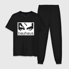 Мужская пижама хлопок с принтом Bauhaus в Санкт-Петербурге, 100% хлопок | брюки и футболка прямого кроя, без карманов, на брюках мягкая резинка на поясе и по низу штанин
 | bauhaus | goth | gothic | peter murphy | punk | rock | альтернатива | баухаус | баухус | бахус | бухус | готика | готичная | готичный | готы | панк | питер мерфи | пост панк | рок | хардрок