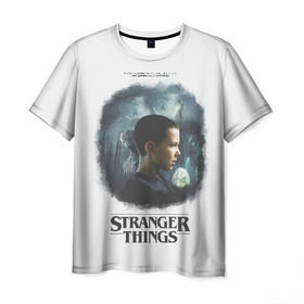 Мужская футболка 3D с принтом STRANGER THINGS в Санкт-Петербурге, 100% полиэфир | прямой крой, круглый вырез горловины, длина до линии бедер | 11 | eleven | stranger | things | дела | крайне | оди | одиннадцатая | одиннадцать | очень | события | странные