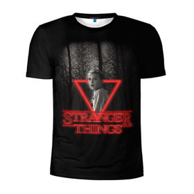 Мужская футболка 3D спортивная с принтом STRANGER THINGS в Санкт-Петербурге, 100% полиэстер с улучшенными характеристиками | приталенный силуэт, круглая горловина, широкие плечи, сужается к линии бедра | 11 | eleven | stranger | things | дела | крайне | оди | одиннадцатая | одиннадцать | очень | события | странные