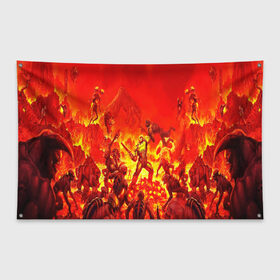 Флаг-баннер с принтом DOOM в Санкт-Петербурге, 100% полиэстер | размер 67 х 109 см, плотность ткани — 95 г/м2; по краям флага есть четыре люверса для крепления | doom | doom eternal | game | дум