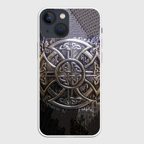 Чехол для iPhone 13 mini с принтом Кельтские узоры в Санкт-Петербурге,  |  | 3d | абстракция | арт | желтый | кельтские узоры | на металле | черный