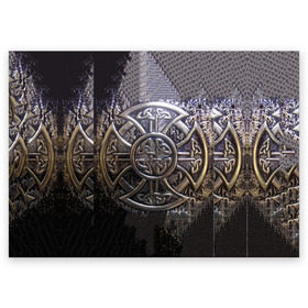 Поздравительная открытка с принтом Кельтские узоры в Санкт-Петербурге, 100% бумага | плотность бумаги 280 г/м2, матовая, на обратной стороне линовка и место для марки
 | 3d | абстракция | арт | желтый | кельтские узоры | на металле | черный
