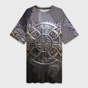 Платье-футболка 3D с принтом Кельтские узоры в Санкт-Петербурге,  |  | 3d | абстракция | арт | желтый | кельтские узоры | на металле | черный