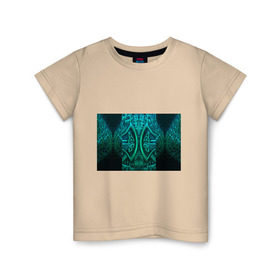 Детская футболка хлопок с принтом Кельтские узоры в Санкт-Петербурге, 100% хлопок | круглый вырез горловины, полуприлегающий силуэт, длина до линии бедер | 3d | абстракция | арт | желтый | кельтские узоры | на металле | чеканка | черный