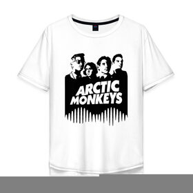 Мужская футболка хлопок Oversize с принтом ARCTIC MONKEYS в Санкт-Петербурге, 100% хлопок | свободный крой, круглый ворот, “спинка” длиннее передней части | arctic monkeys | арктик манкис | арктические мартышки