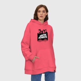 Худи SuperOversize хлопок с принтом ARCTIC MONKEYS в Санкт-Петербурге, 70% хлопок, 30% полиэстер, мягкий начес внутри | карман-кенгуру, эластичная резинка на манжетах и по нижней кромке, двухслойный капюшон
 | arctic monkeys | арктик манкис | арктические мартышки